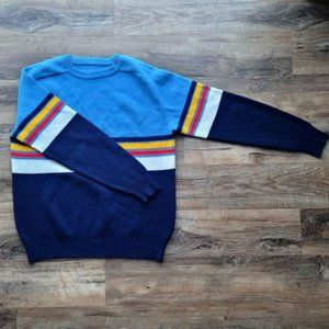 Funky Multicolor Bright 80s 90s Vintage Warm Sweater Stripes